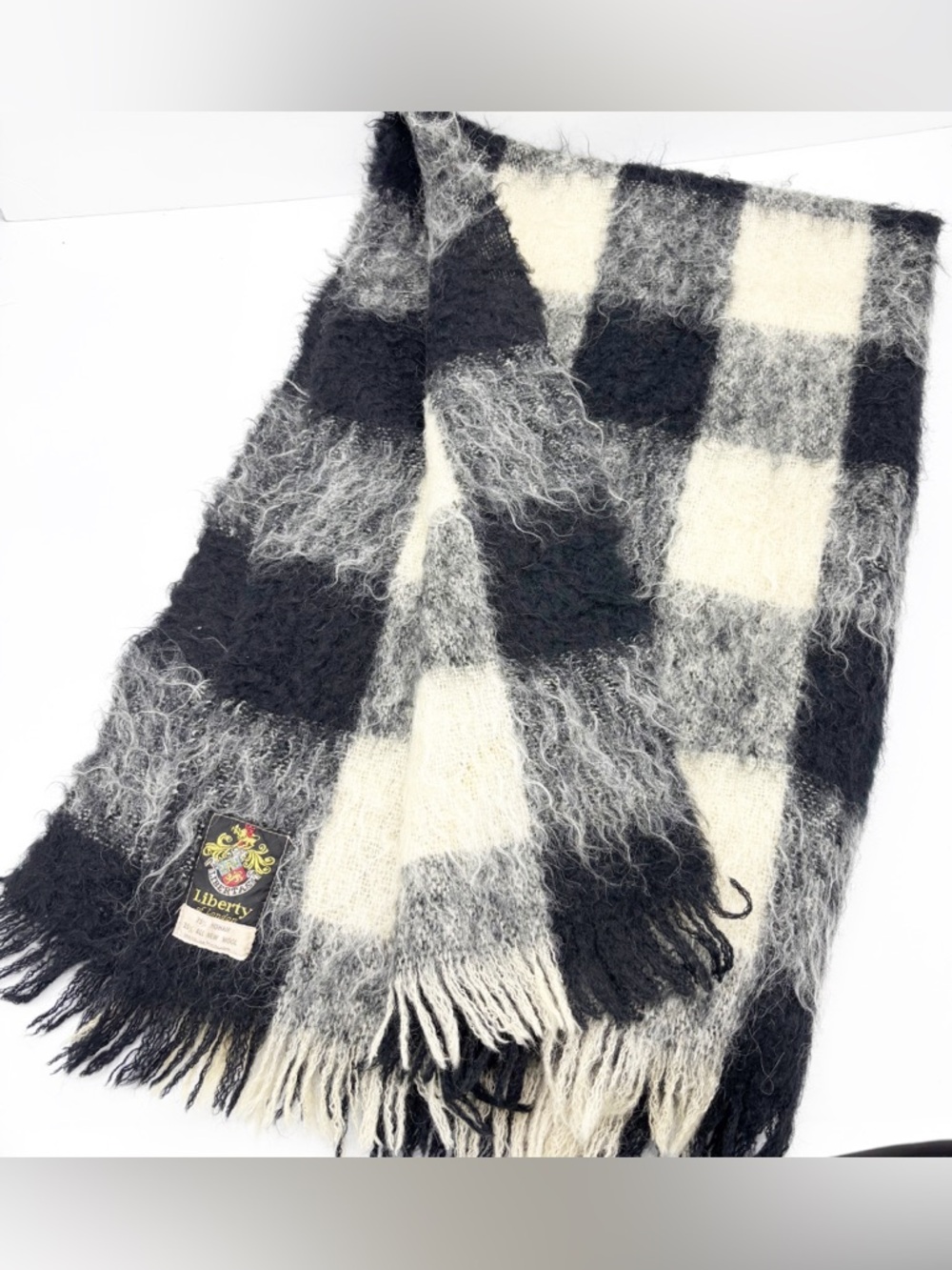 Liberty of London Mohair Wool Check Throw Blanket